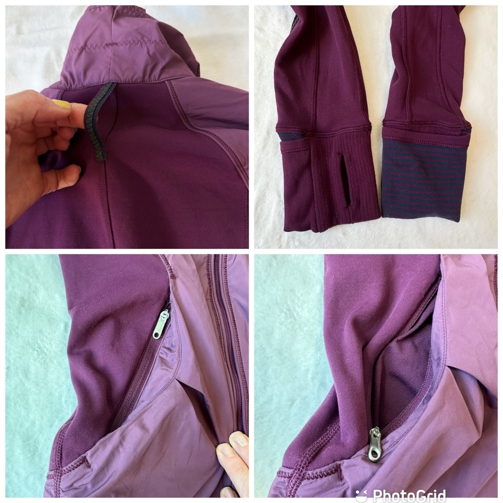 Lululemon Can’t Stop Jacket in Mini Hyper Stripe Plum Matte Glyde Rulu, size 4 - Picture 15 of 16